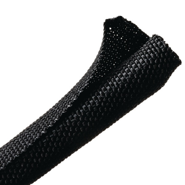 HellermannTyton 170-03182 | Braided Sleeving, Split Wrap Woven, 1/2" Dia, Pet, Black, 300 Ft/Bulk Reel
