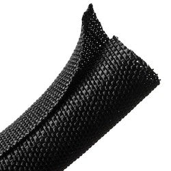 HellermannTyton 170-03184 | Braided Sleeving, Split Wrap Woven, 3/4" Dia, Pet, Black, 150 Ft/Bulk Reel