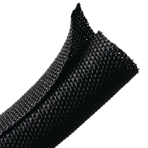 HellermannTyton 170-03184 | Braided Sleeving, Split Wrap Woven, 3/4" Dia, Pet, Black, 150 Ft/Bulk Reel