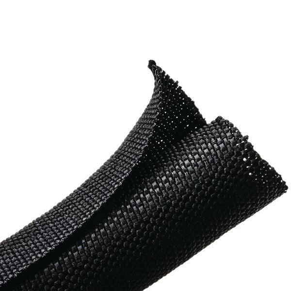 HellermannTyton 170-03185 | Braided Sleeving, Split Wrap Woven, 1.0" Dia, Pet, Black, 100 Ft/Bulk Reel