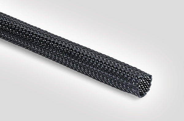 HellermannTyton 170-12500 | Helagaine Braided Sleeving, 25 mm Dia., PET, BK, 164 ft/Reel