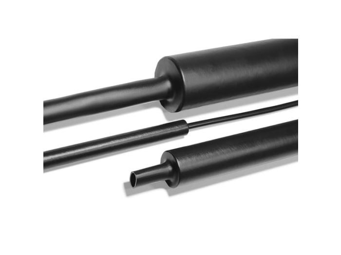 HellermannTyton 323-50010 | Heat Shrink Tubing, 4ft. Long Stick, Medium Wall Adhesive Lined, Up to 4:1, 1/2", 12/3 dia, PO, Black