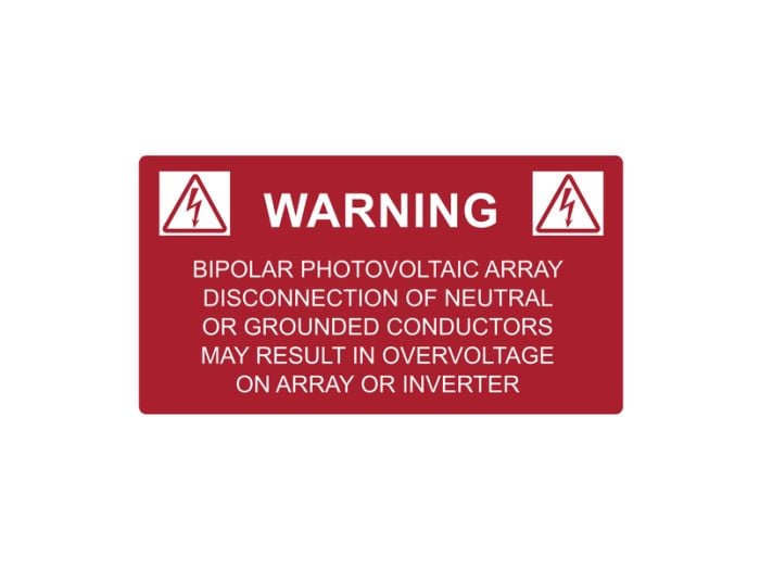 HellermannTyton 596-00326 | Solar Label, Bipolar Solar Array, 3.75" x 2.0", VL, Red, 50/pkg