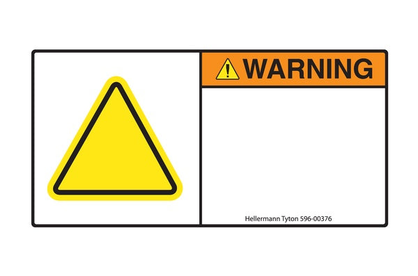 HellermannTyton 596-00376 | Pre-Printed Header Label, Warning, 2.75" X 5.50", Pet, Orange, 250/Roll
