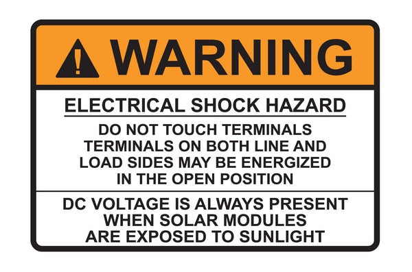 HellermannTyton 596-00496 | Solar Label, Warning Electrical Shock Hazard…Dc Voltage, 3.75" X 2.5", Vl, Orange/White, 50/Roll
