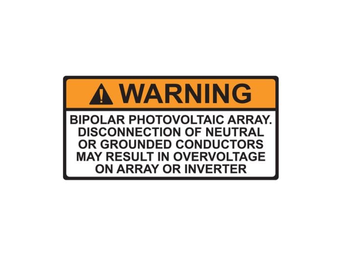 HellermannTyton 596-00590 | Solar Label, Warning Bipolar Pv Array, 3.75" x 2.0", VL, Orange/White, 50/roll