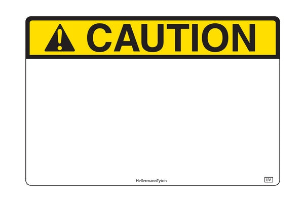 HellermannTyton 596-00636 | Pre-Printed Header Label, Caution, 6.0" X 4.0", Uv, Pet, Yellow, 250/Roll