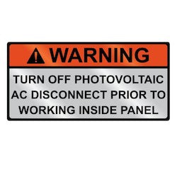 HellermannTyton 596-00832 | Metal Solar Placard, 2017 Code, WARNING TURN OFF PHOTOVOLTAIC..., 3.75"x2", AL, Orange/Silver, 5/pkg