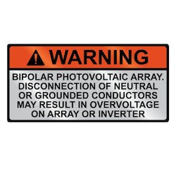 HellermannTyton 596-00835 | Metal Solar Placard, WARNING BIPOLAR PHOTOVOLTAIC ARRAY, 3.75" x 2.0", AL, Orange/Silver, 5/pkg