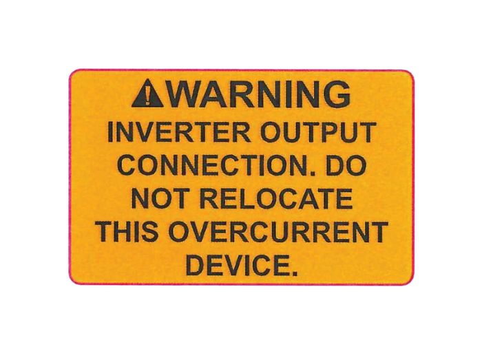 HellermannTyton 596-00846 | Solar Label, Warning Inverter Output Overcurrent Device, 2.0" x 1.25", VL, Orange, 50/roll