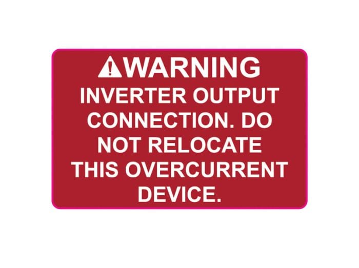 HellermannTyton 596-00847 | Solar Label, Warning Inverter Output Overcurrent Device, 2.0" x 1.25", VL, Red, 50/roll