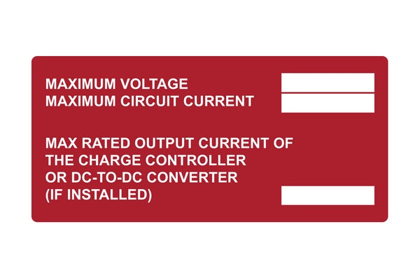 HellermannTyton 596-00881 | Solar Label, Pre-Printed, 2017 Code, MAXIMUM VOLTAGE, 3.75" x 2.12", PET, Red, 10/pkg