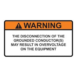 HellermannTyton 596-00924 | Metal Solar Placard, 2017 Code, WARNING DISCONNECTION OF GROUNDED..., 3.75" x 2", AA, Orange, 5/pkg