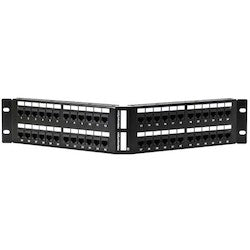 HellermannTyton APP110C5E48 | Category 5e Angled Universal 48 Port Patch Panel, 2U, Black, 1/box