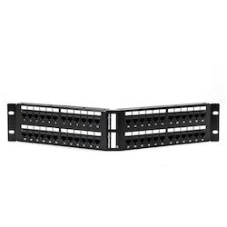 HellermannTyton APP110C648 | Category 6 Angled Universal 48 Port Patch Panel, 2U, Black, 1/box