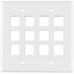 HellermannTyton FPDG12-W | Dual Gang 12 Port Flush Mount Faceplate, ABS 94V-0, White, 1/pkg