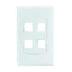 HellermannTyton FPDS4-W | Screwless Decora 4 Port Faceplate, ABS 94V-0, White, 1/pkg