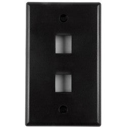 HellermannTyton FPDUAL-BK | Standard Single Gang 2 Port Faceplate, ABS 94V-0, Black