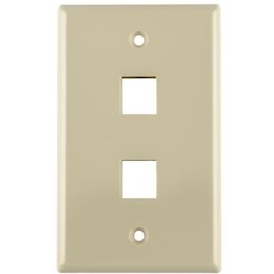 HellermannTyton FPDUAL-I | Standard Single Gang 2 Port Faceplate, ABS 94V-0, Ivory, 1/pkg