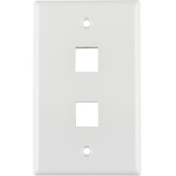 HellermannTyton FPDUAL-W | Standard Single Gang 2 Port Faceplate, ABS 94V-0, White, 1/pkg