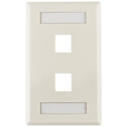 HellermannTyton FPIDUAL-FW | Single Gang 2 Port Faceplate With ID Windows, ABS 94V-0, Office White, 1/pkg