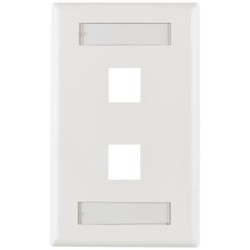 HellermannTyton FPIDUAL-W | Single Gang 2 Port Faceplate With ID Windows, ABS 94V-0, White, 1/pkg