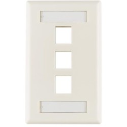 HellermannTyton FPITRIPLE-FW | Single Gang 3 Port Faceplate With ID Windows, ABS 94V-0, Office White, 1/pkg