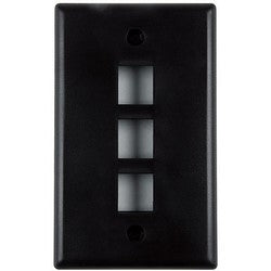 HellermannTyton FPTRIPLE-BK | Standard Single Gang 3 Port Faceplate, ABS 94V-0, Black