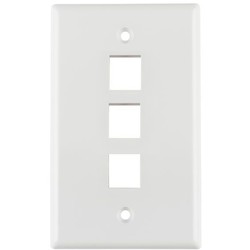 HellermannTyton FPTRIPLE-W | Standard Single Gang 3 Port Faceplate, ABS 94V-0, White, 1/pkg
