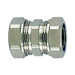 HellermannTyton FSU16-FSU16 | Metallic Compression Fitting, Flexible, Coupler, 0.38" (16mm) to 0.38" (16mm) Dia, NPB Metal, 2/pkg