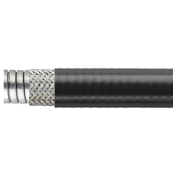 HellermannTyton LTBRDP32B-25M | Helaguard Spiral Metallic Conduit, Flexible, 1.0" (32Mm) Dia, Gs/Pvc, Black, 82Ft/Reel
