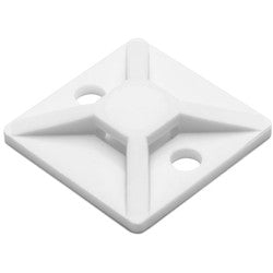 HellermannTyton MB310C2 | Screw Mount Cable Tie Base, 0.75" X .75", 0.14" Max Tie Width, 0.12" Hole Dia, Pa66, White, 100/Pkg