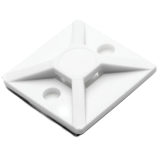 HellermannTyton MB3A10C2 | Adhesive Cable Tie Mount, .75" x .75", .14" Max Tie Width, .12" Hole Dia, PA66/SR T50, White, 100/pkg