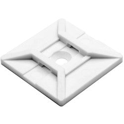 HellermannTyton MB4SH10C2 | Screw Mount Cable Tie Base, 1.12" x 1.12", .18" Max Tie Width, .15" Hole Dia, PA66, White, 100/pkg