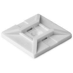 HellermannTyton MB4SHA10C2 | Adhesive Cable Tie Mount, 1.12" x 1.12", .18" Max Tie Width, .15" Hole Dia, PA66, White, 100/pkg