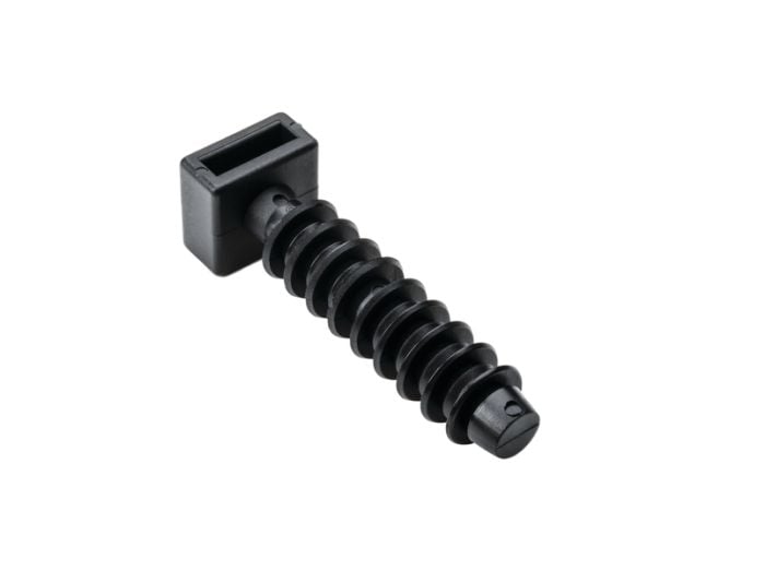 HellermannTyton MMB.50C2 | Masonry Cable Tie Mount, 1.24" Long, .25" Hole Dia, .18" Max Cable Tie Width, PA66STHS, Black, 100/pkg