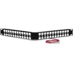 HellermannTyton PP24SMOD1AU | Modular Patch Panel, Angled, Shielded, 24 Port, 1U, Steel, Black, 1/box