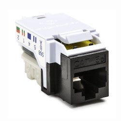 HellermannTyton RJ45FC5E-BLK | Category 5e Modular Keystone Jack, Plenum Rated, Black, 1/bag