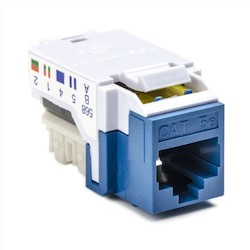 HellermannTyton RJ45FC5E-BLU | Category 5e Modular Keystone Jack, Plenum Rated, Blue, 1/bag