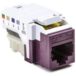 HellermannTyton RJ45FC5E-VIO | Category 5e Modular Keystone Jack, Plenum Rated, Violet, 1/bag