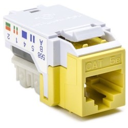 HellermannTyton RJ45FC5E-YEL | Category 5e Modular Keystone Jack, Plenum Rated, Yellow, 1/bag