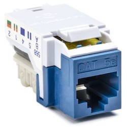 HellermannTyton RJ45FC5EB-BLU | Category 5e Modular Keystone Jack Bulk Pack, Plenum Rated, Blue, 50/box