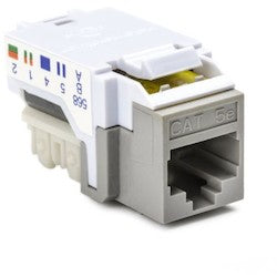 HellermannTyton RJ45FC5EB-GRY | Category 5e Modular Keystone Jack Bulk Pack, Plenum Rated, Gray, 50/box