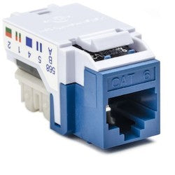 HellermannTyton RJ45FC6-BLU | Category 6 Modular Keystone Jack, Plenum Rated, Blue, 1/bag
