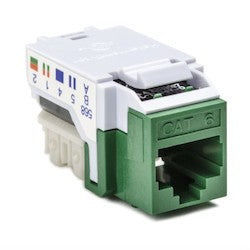 HellermannTyton RJ45FC6-GRN | Category 6 Modular Keystone Jack, Plenum Rated, Green, 1/bag
