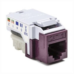 HellermannTyton RJ45FC6-VIO | Category 6 Modular Keystone Jack, Plenum Rated, Violet, 1/bag