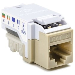 HellermannTyton RJ45FC6B-I | Category 6 Modular Keystone Jack Bulk Pack, Plenum Rated, Ivory, 50/box