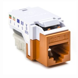HellermannTyton RJ45FC6B-ORN | Category 6 Modular Keystone Jack Bulk Pack, Plenum Rated, Orange, 50/box