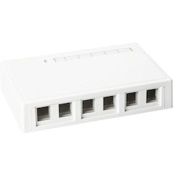 HellermannTyton SMBSIX-W | Surface Mount Box, 6-Port, 6.69" x 1.36" x 4.33", PVC, White, 1/pkg