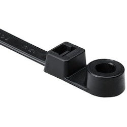 HellermannTyton T120MR0UVK2 | 1-Piece Cable Tie/Screw Mount, 15.6" Long, #1/4 Screw, 4.02" Max Bundle Dia, 18lb, PA66HIRSUV, Black, 50/pkg